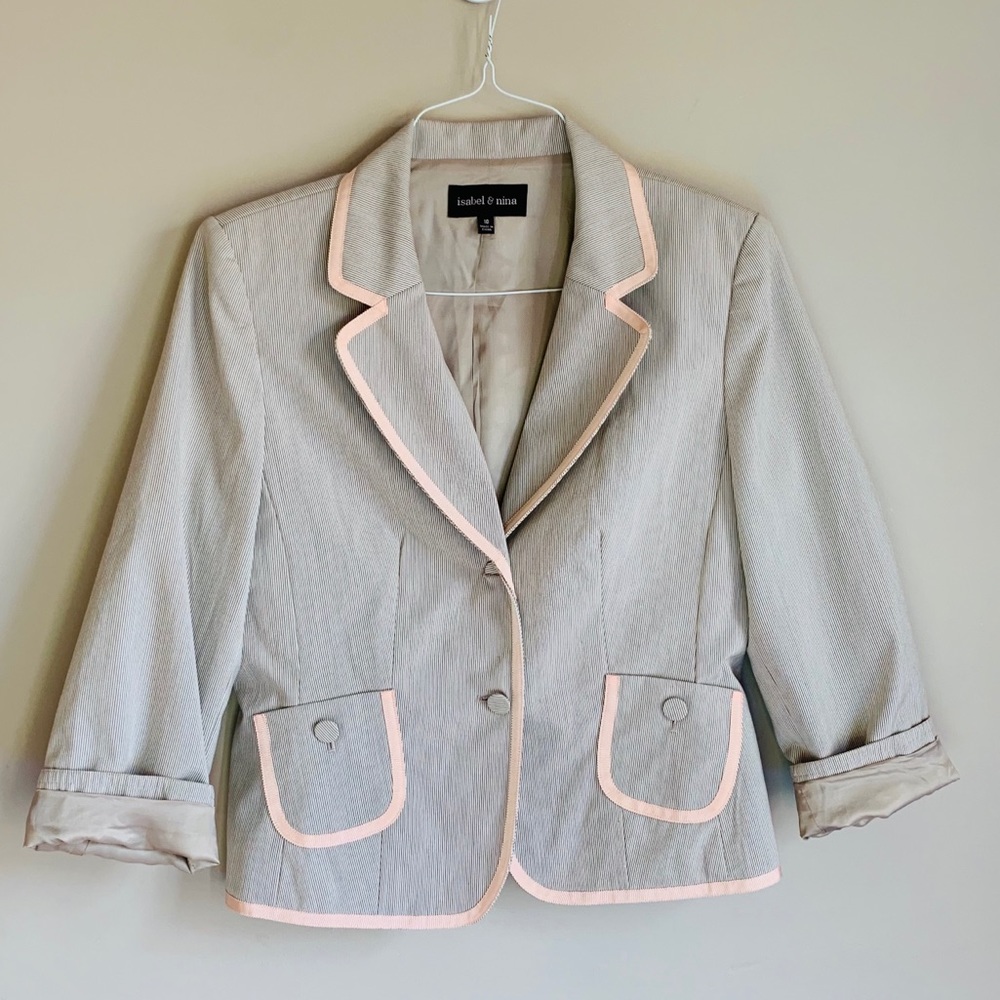 Tan and Cream blazer size 10 Isabel and Nina GUC